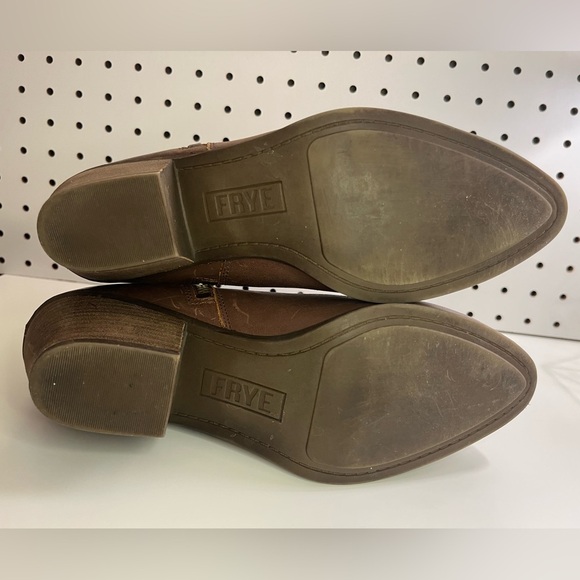 Frye Judith Double Zip Leather Ankle Boots Size 8.5 in Wheat - Picture 14 of 16